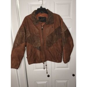 VINTAGE 90s Womens Winlit Patchwork‎ Leather Jacket Western Bomber Size Small